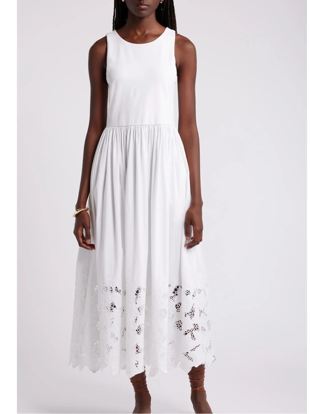 Nordstrom Embroidered Sleeveless Mixed Media Dress size S